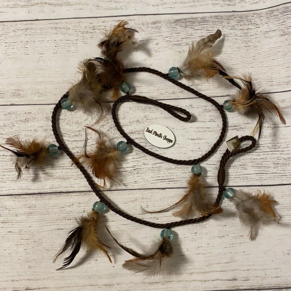 *Fall Thanksgiving Christmas Southwestern Feather Glass Bead Garland 4 - Picture 1 of 5